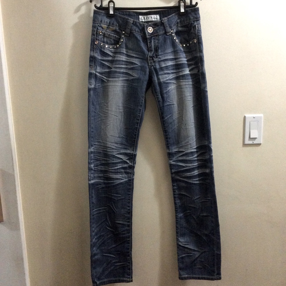 Liuce’s Jeans low rise embroidered and jewelled